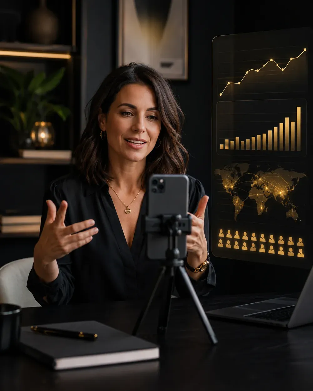 Profissional gravando vídeo com clareza e maior potencial de descoberta